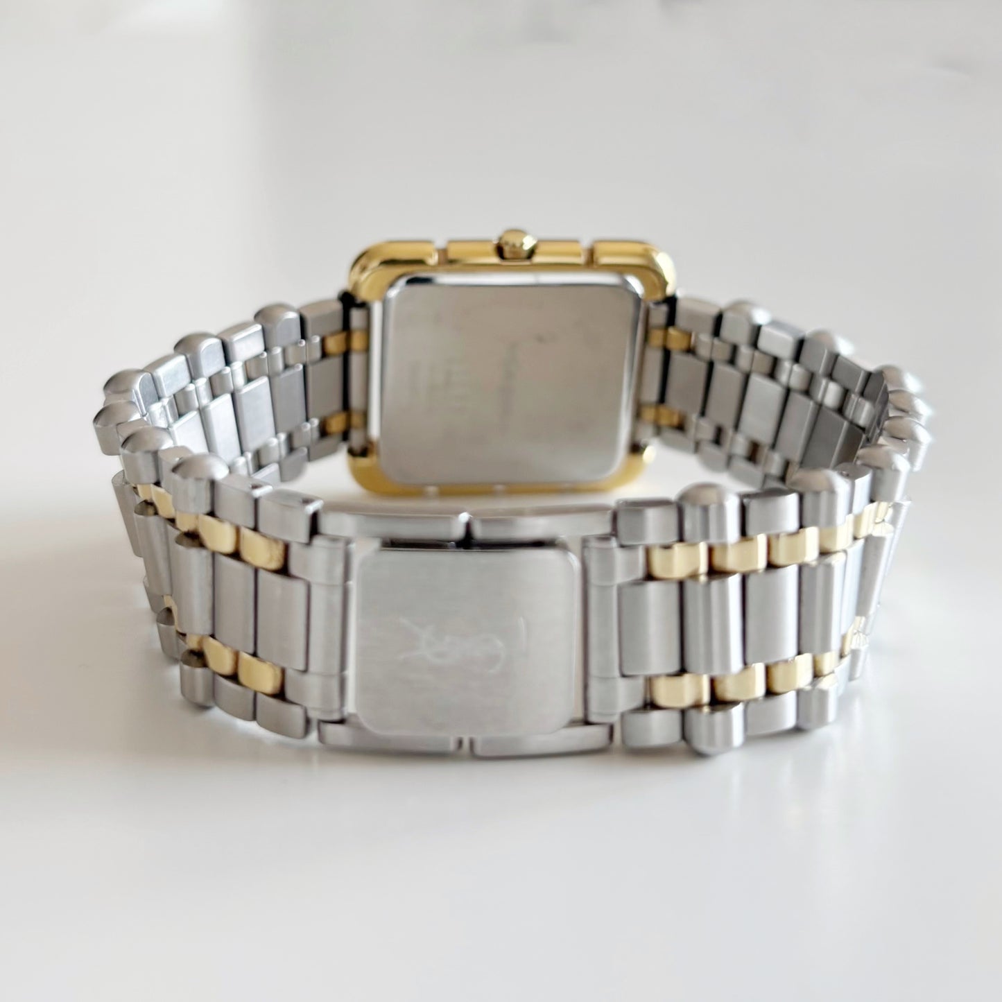 Yves Saint Laurent 1990s Square Dial Two Tone Watch
