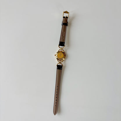 Gucci 1990s Seashell Dial Horsebit Gold Plated Watch