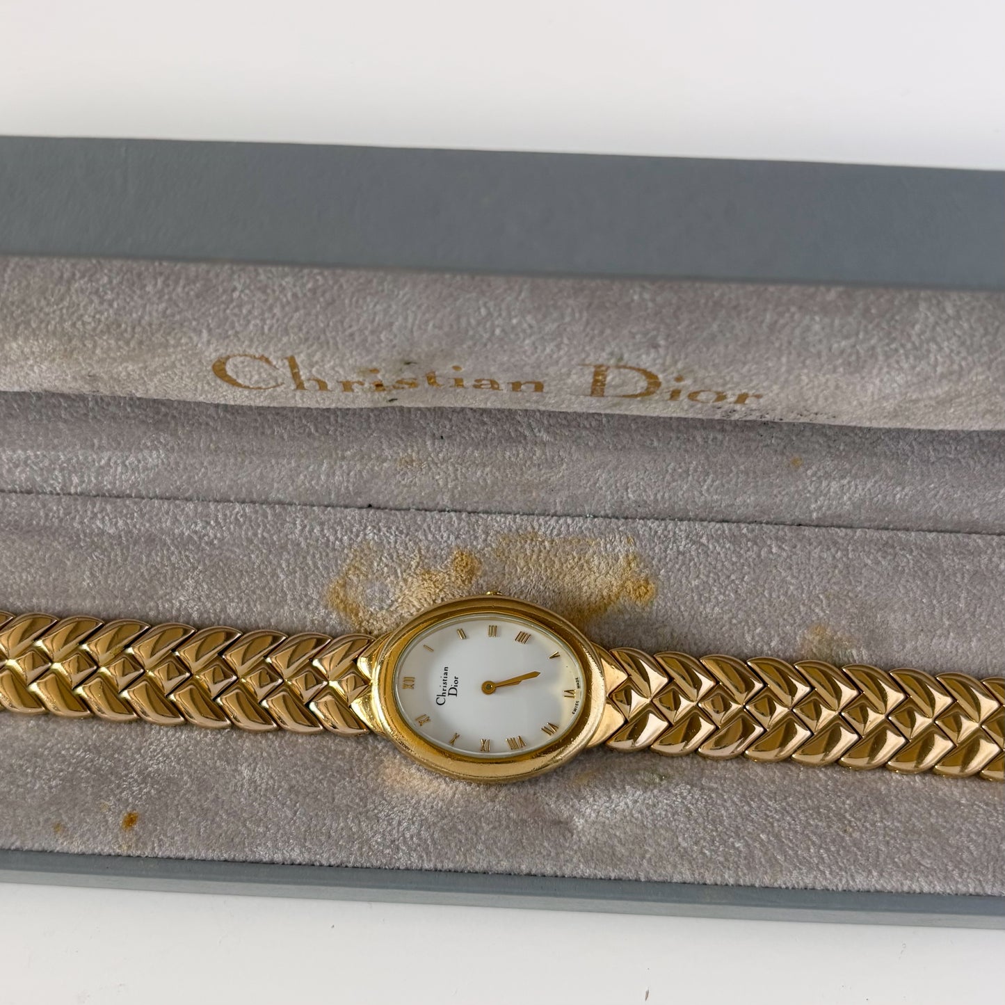 Dior 1990s Oval Dial Gold Plated Watch