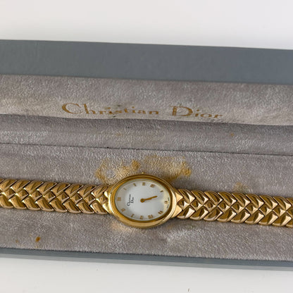 Dior 1990s Oval Dial Gold Plated Watch