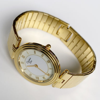 Dior 1990s Gold Plated Round Watch