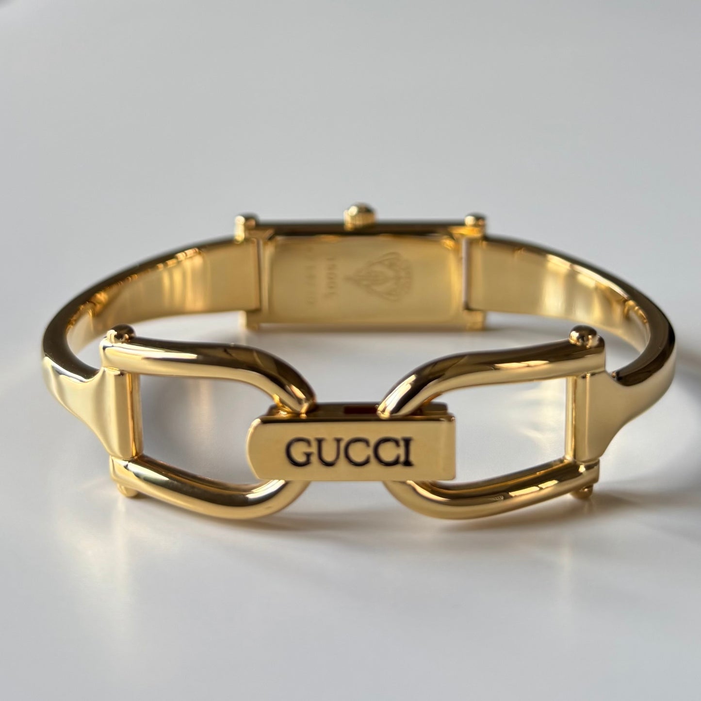 Gucci 1990s Seashell Dial Gold Plated Bangle Watch