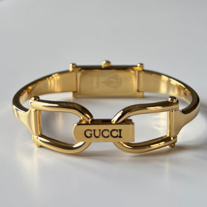 Gucci 1990s Seashell Dial Gold Plated Bangle Watch