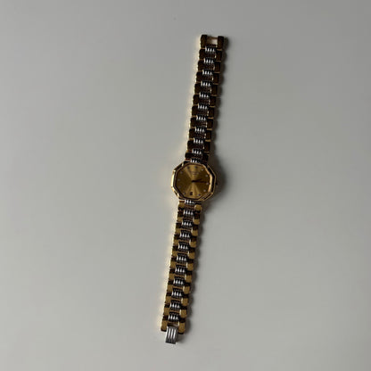 Dior 1990s Octagon Two Tone Gold Plated Watch