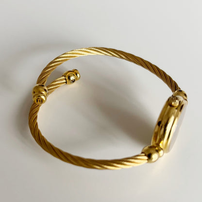 Gucci 1990s Black Dial Gold Plated Cable Bangle Watch