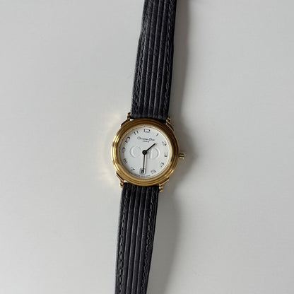 Dior 1990s Date Round Dial Gold Plated Watch