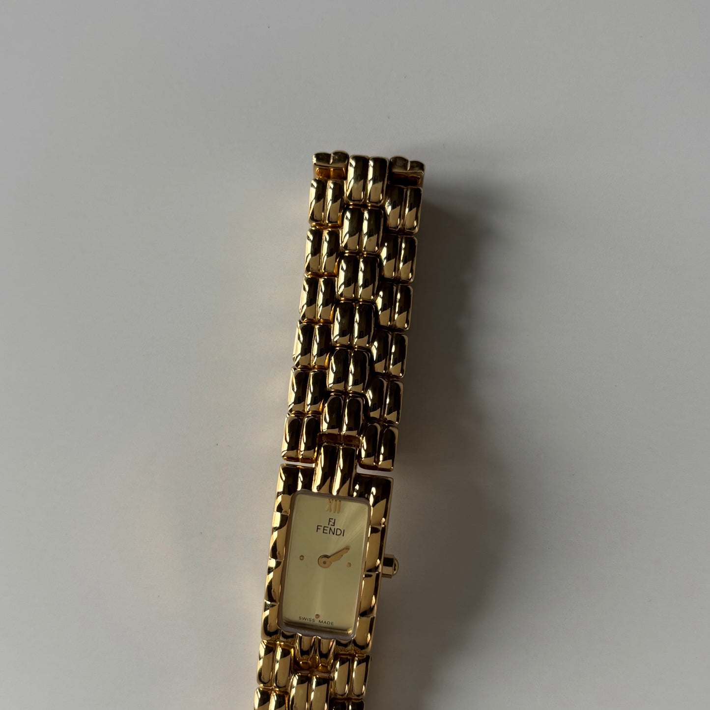 Fendi 1990s Gold Dial Gold Plated Watch