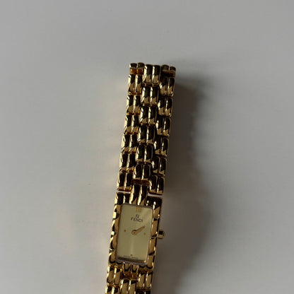 Fendi 1990s Gold Dial Gold Plated Watch
