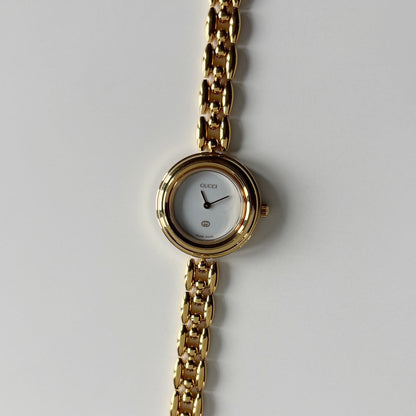 Gucci 1990s Interchangeable Bezel Gold Plated Rice Chain Watch with 6 bezels, case (160mm)
