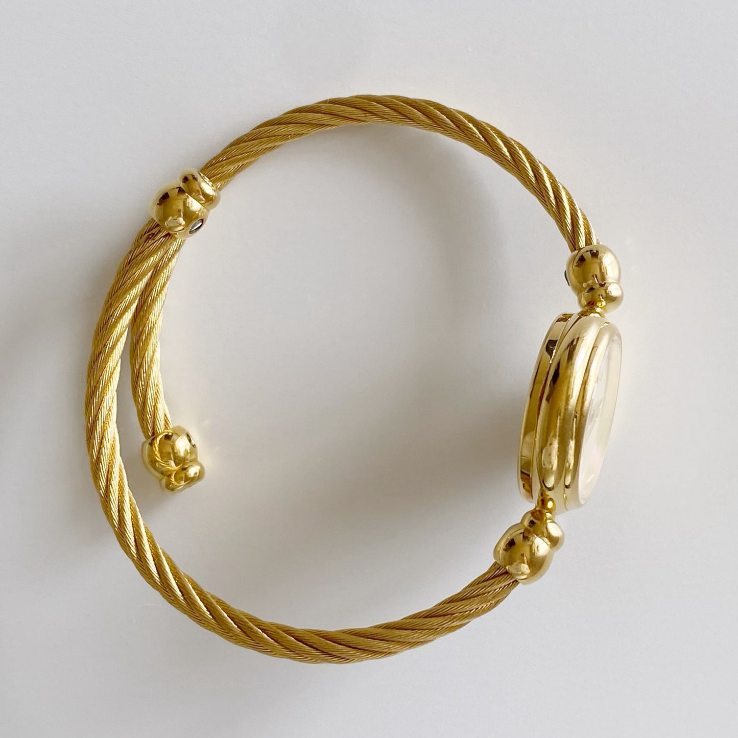 Gucci 1990s Seashell Dial Gold Plated Bangle Watch