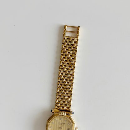 Dior 1990s Octagon Dial Gold Plated Watch