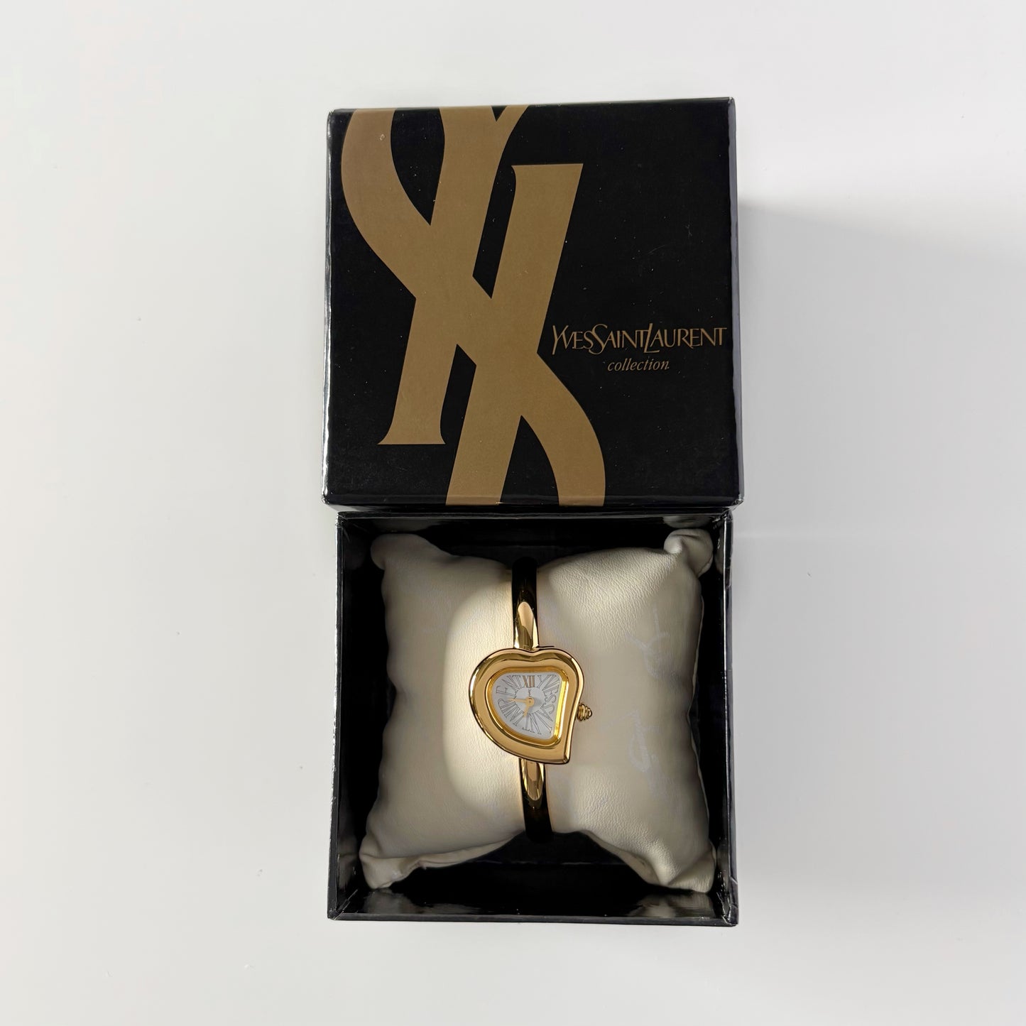 Yves Saint Laurent 1990s Heart Shaped Dial Gold Plated Watch
