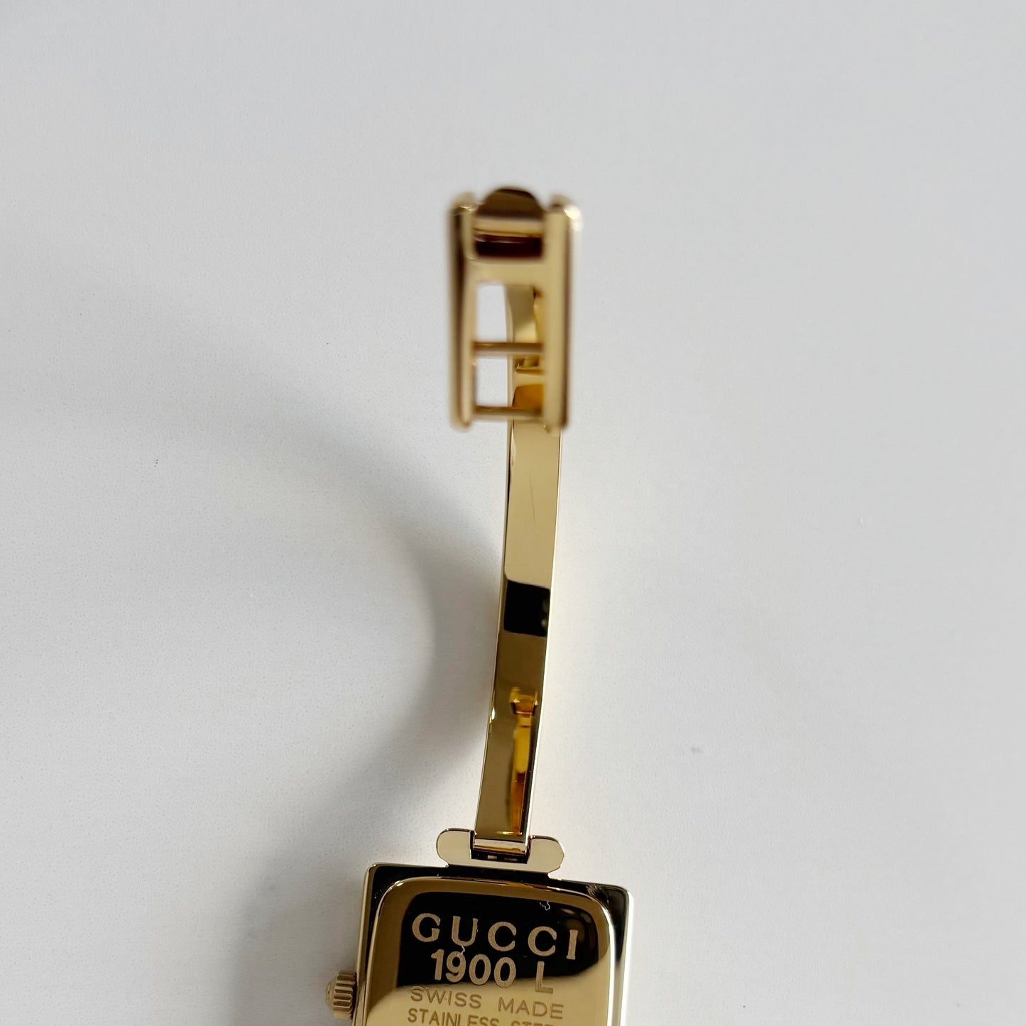 Gucci 1990s Square Dial Gold Plated Bangle Watch