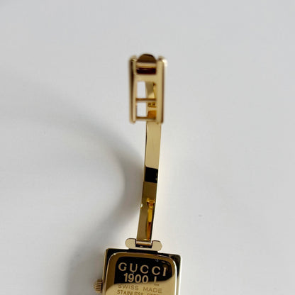 Gucci 1990s Square Dial Gold Plated Bangle Watch