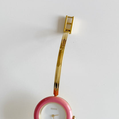 Gucci 1990s Interchangeable Bezel Gold Plated Bangle Watch with 12 bezels, case
