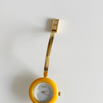 Gucci 1990s Interchangeable Bezel Gold Plated Bangle Watch with 12 bezels, case