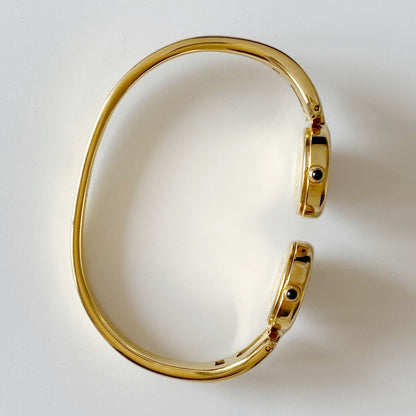Fendi 1990s Seashell Dial Two Time Zone Gold Plated Bangle Watch