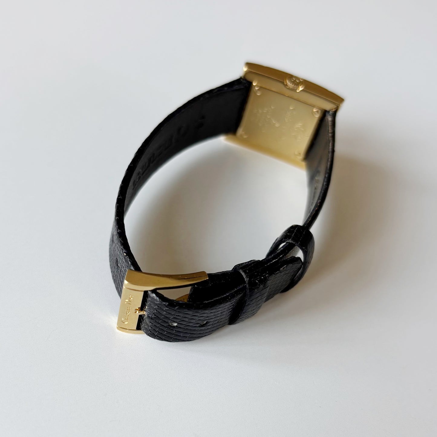 Dior 1990s Square Dial Gold Plated Watch