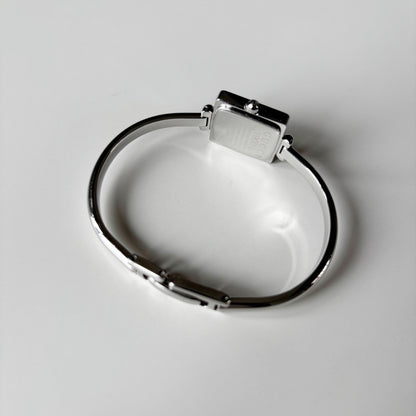 Gucci 1990s Square Dial Silver Bangle Watch