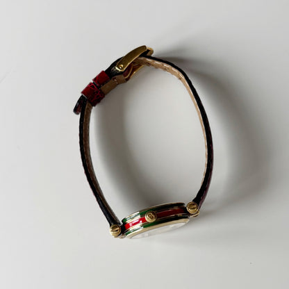 Gucci 1990s Round Dial Red Gold Plated Watch
