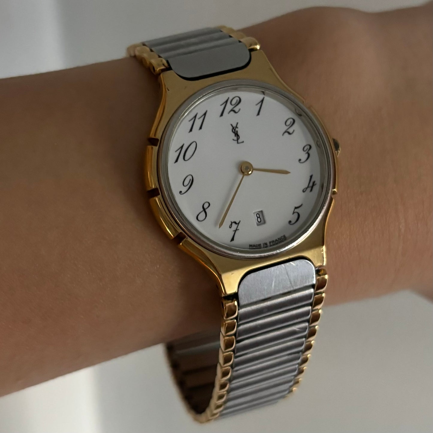 Yves Saint Laurent 1990s Date Two Tone Watch