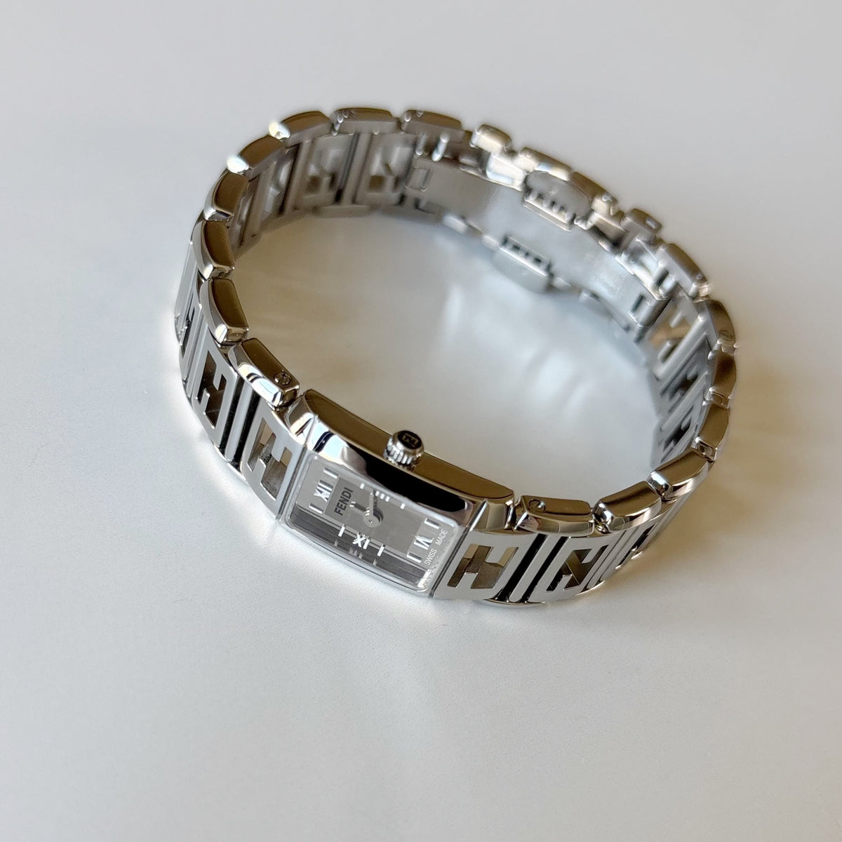 Fendi 1990s Tank Stainless Steel Watch