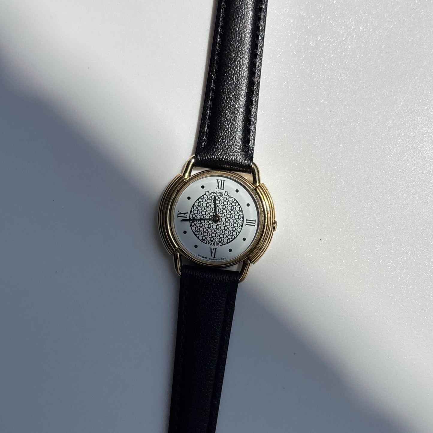 Dior 1990s DC Logo Round Dial Gold Plated Watch