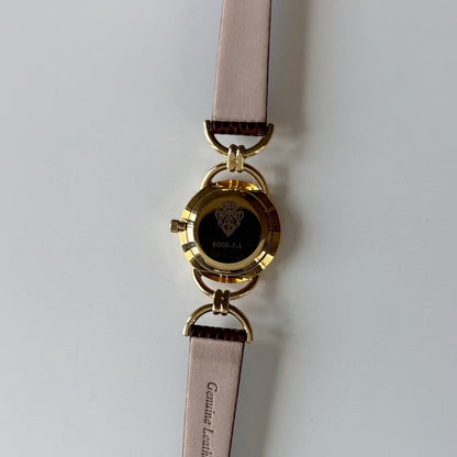 Gucci 1990s Round Dial Horsebit Gold Plated Watch