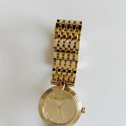 Dior 1990s Round Dial Gold Plated Watch