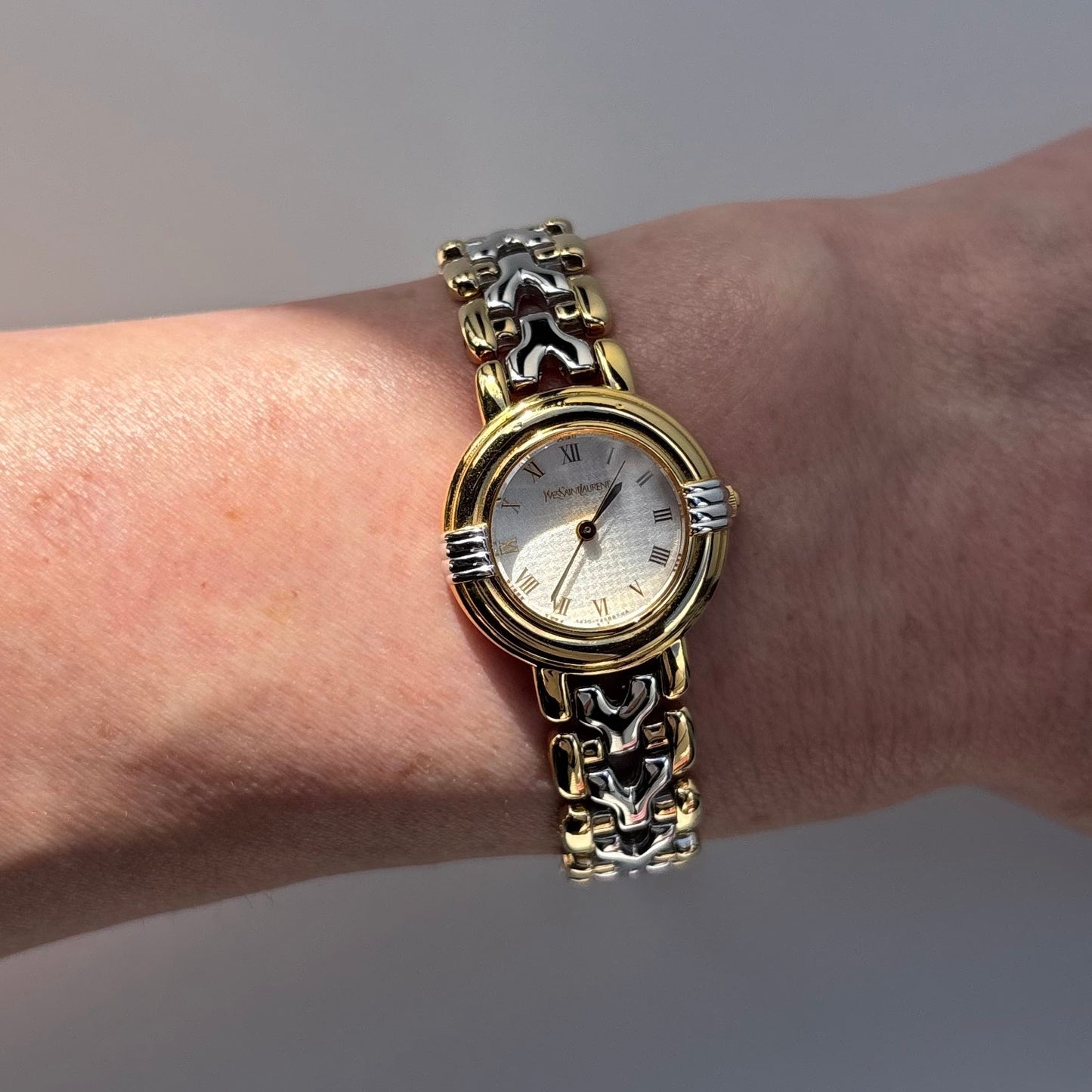 Yves Saint Laurent 1990s Round Dial Two Tone Watch