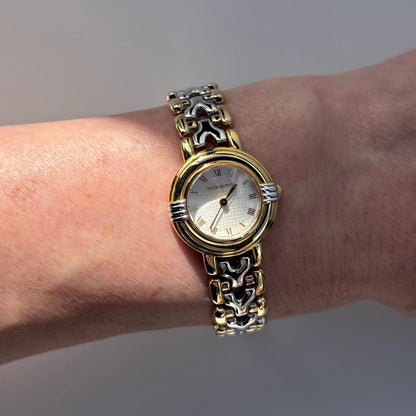 Yves Saint Laurent 1990s Round Dial Two Tone Watch