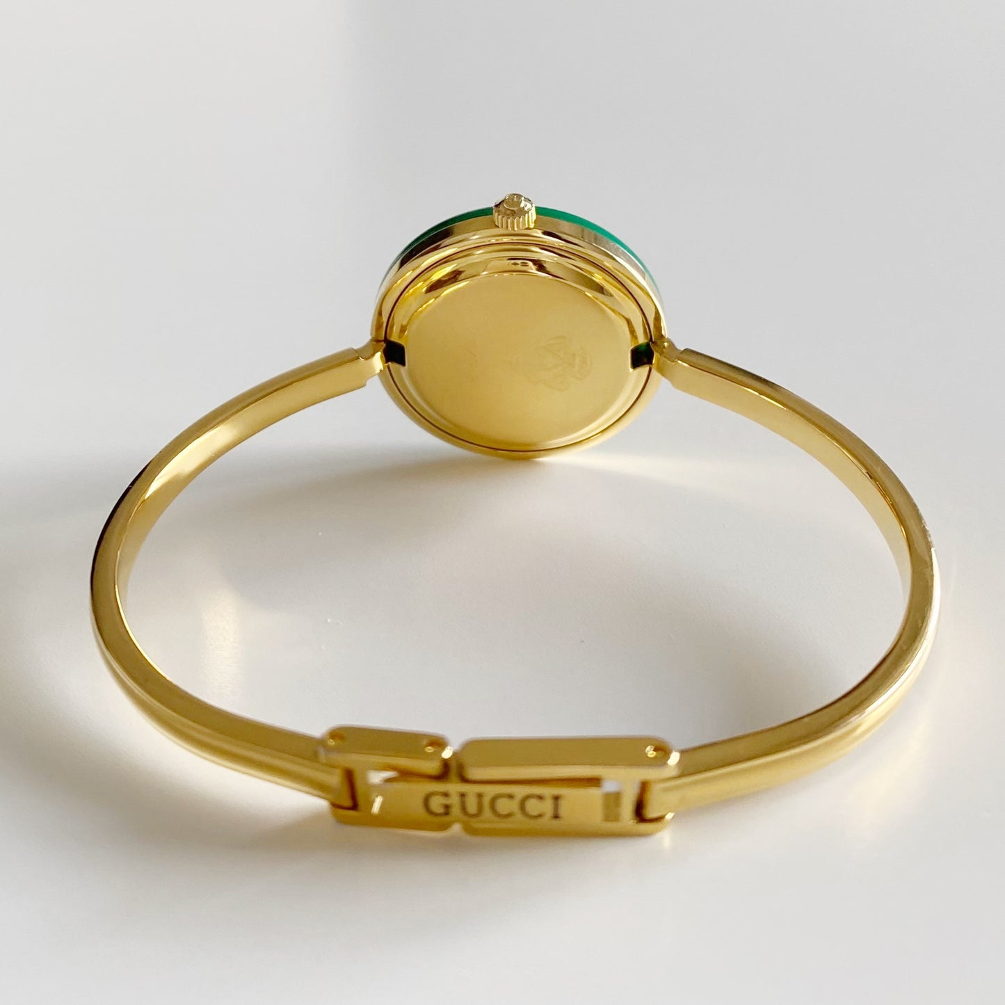 Gucci 1990s Interchangeable Bezel Gold Plated Bangle Watch with 12 bezels, case