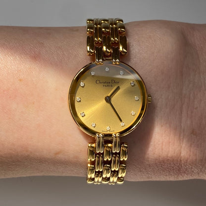 Dior 1990s Bagheera Gold Plated Round Watch