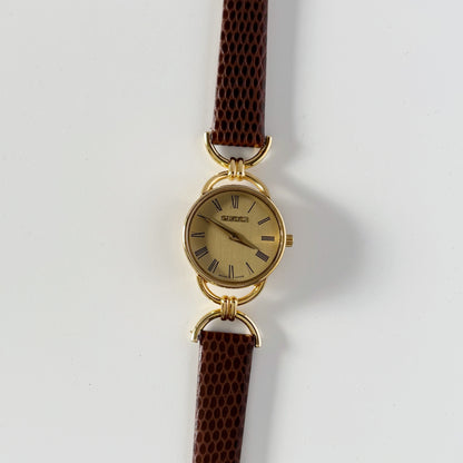 Gucci 1990s Gold Dial Horsebit Gold Plated Watch