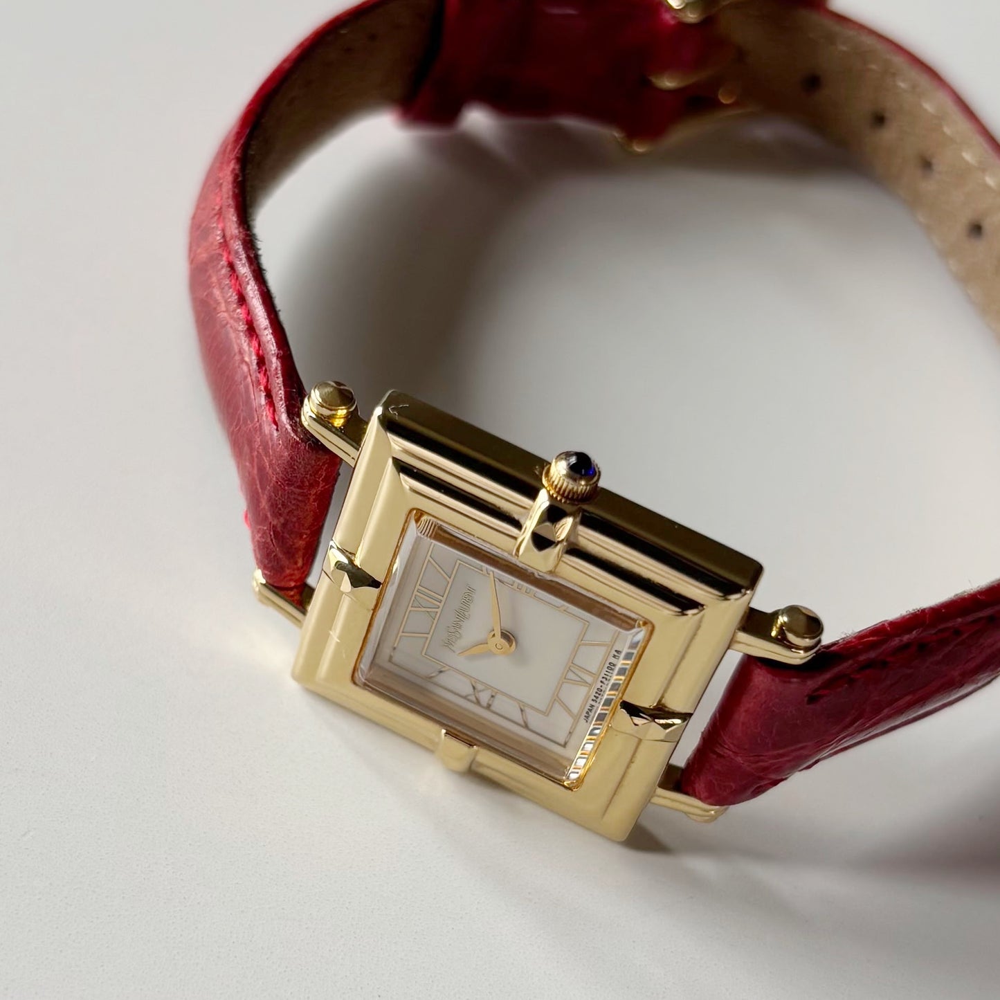 Yves Saint Laurent 1990s Square Dial Gold Plated Watch