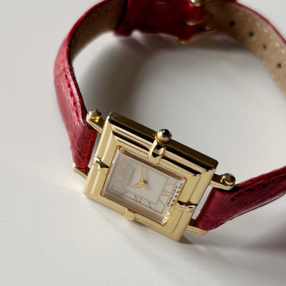 Yves Saint Laurent 1990s Square Dial Gold Plated Watch
