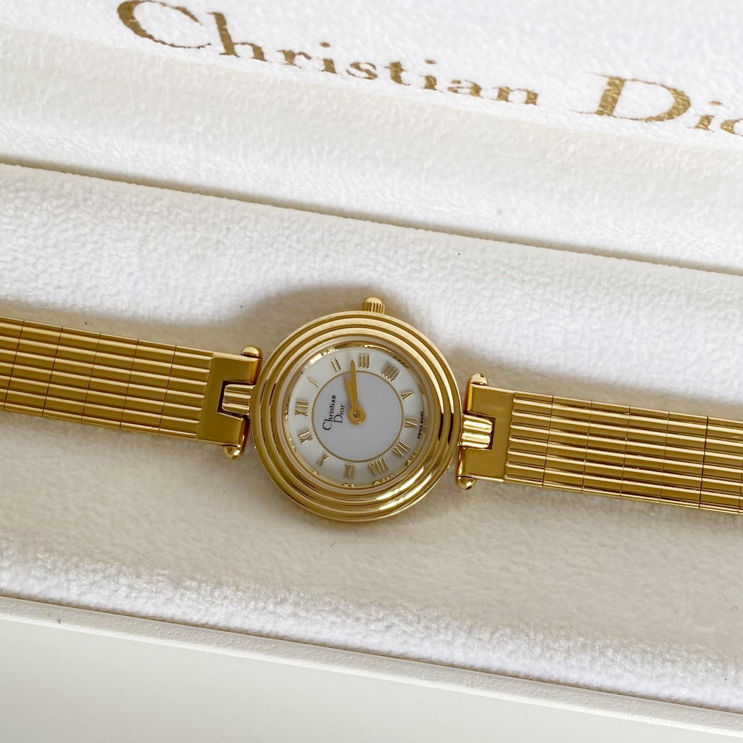 Dior 1990s Round Dial Gold Plated Watch