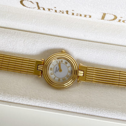 Dior 1990s Round Dial Gold Plated Watch