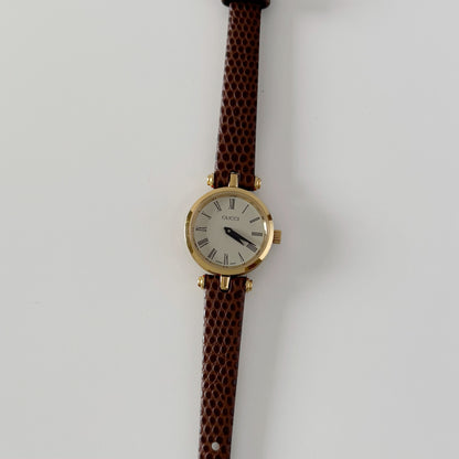 Gucci 1990s Round Dial Gold Plated Watch