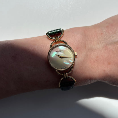 Gucci 1990s Seashell Dial Horsebit Watch