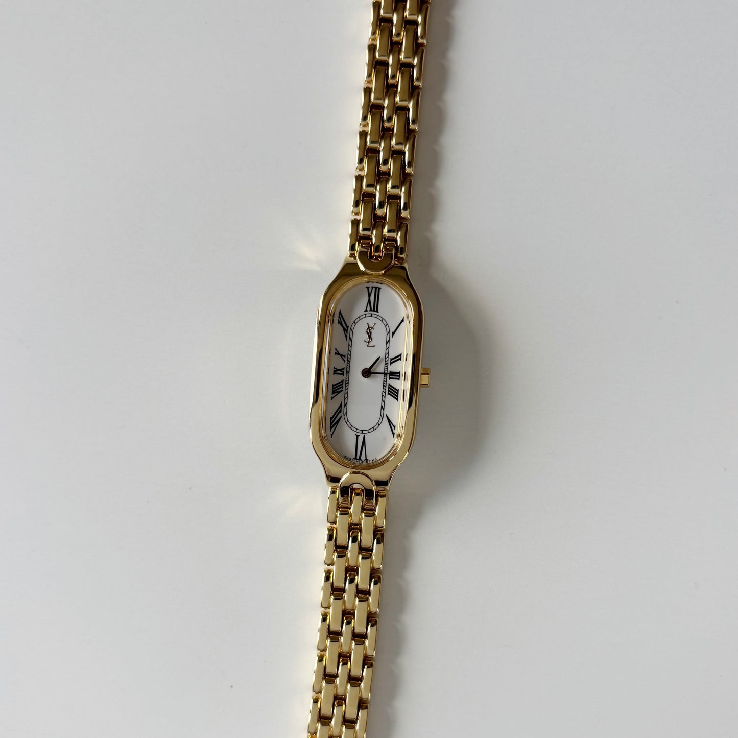 Yves Saint Laurent 1990s Oval Dial Gold Plated Watch
