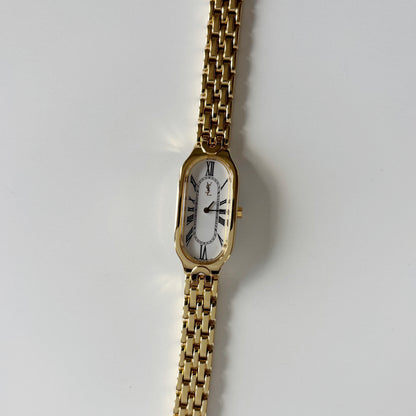 Yves Saint Laurent 1990s Oval Dial Gold Plated Watch