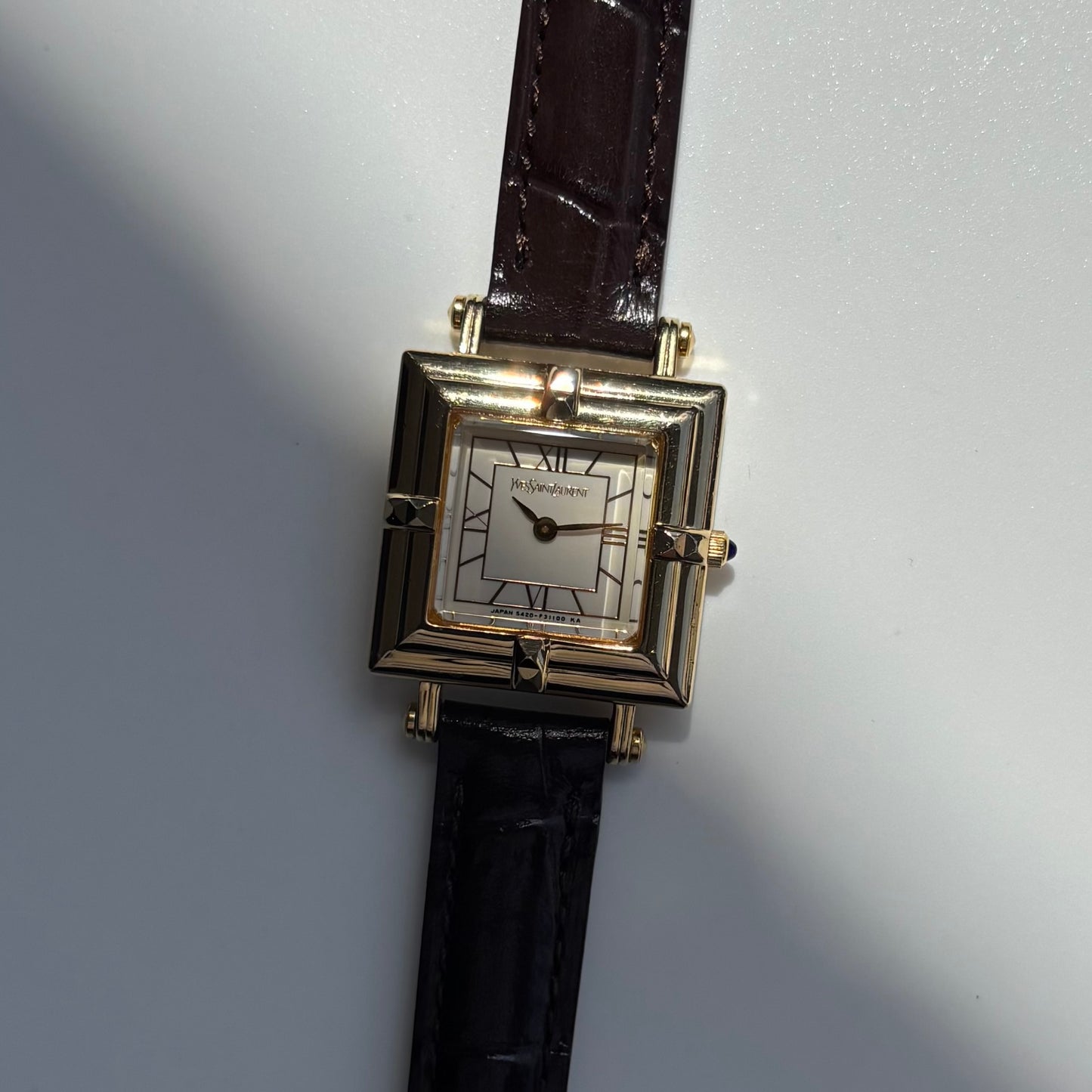 Yves Saint Laurent 1990s Square Dial Gold Plated Watch