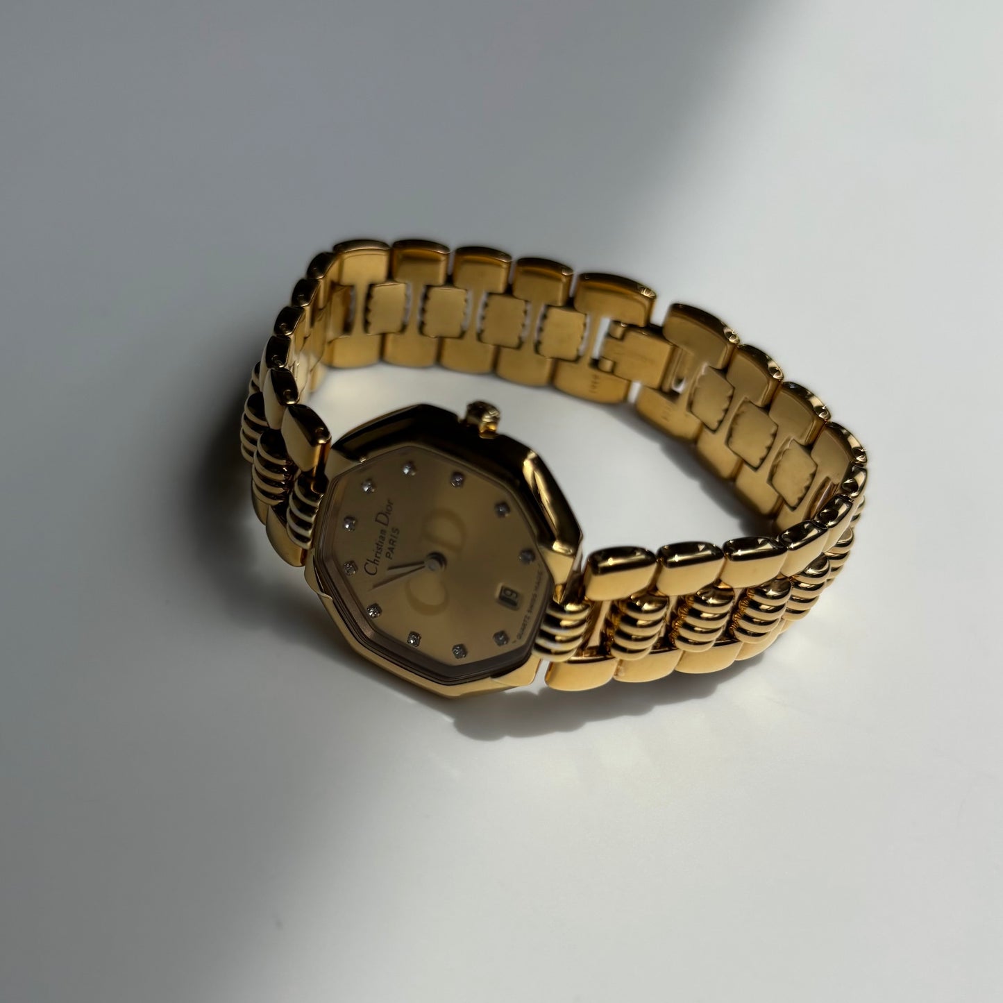 Dior 1990s Octagon Gold Plated Watch