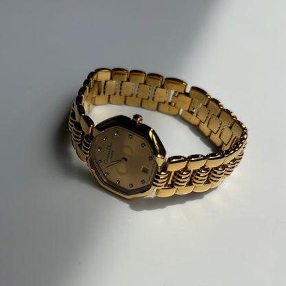 Dior 1990s Octagon Gold Plated Watch