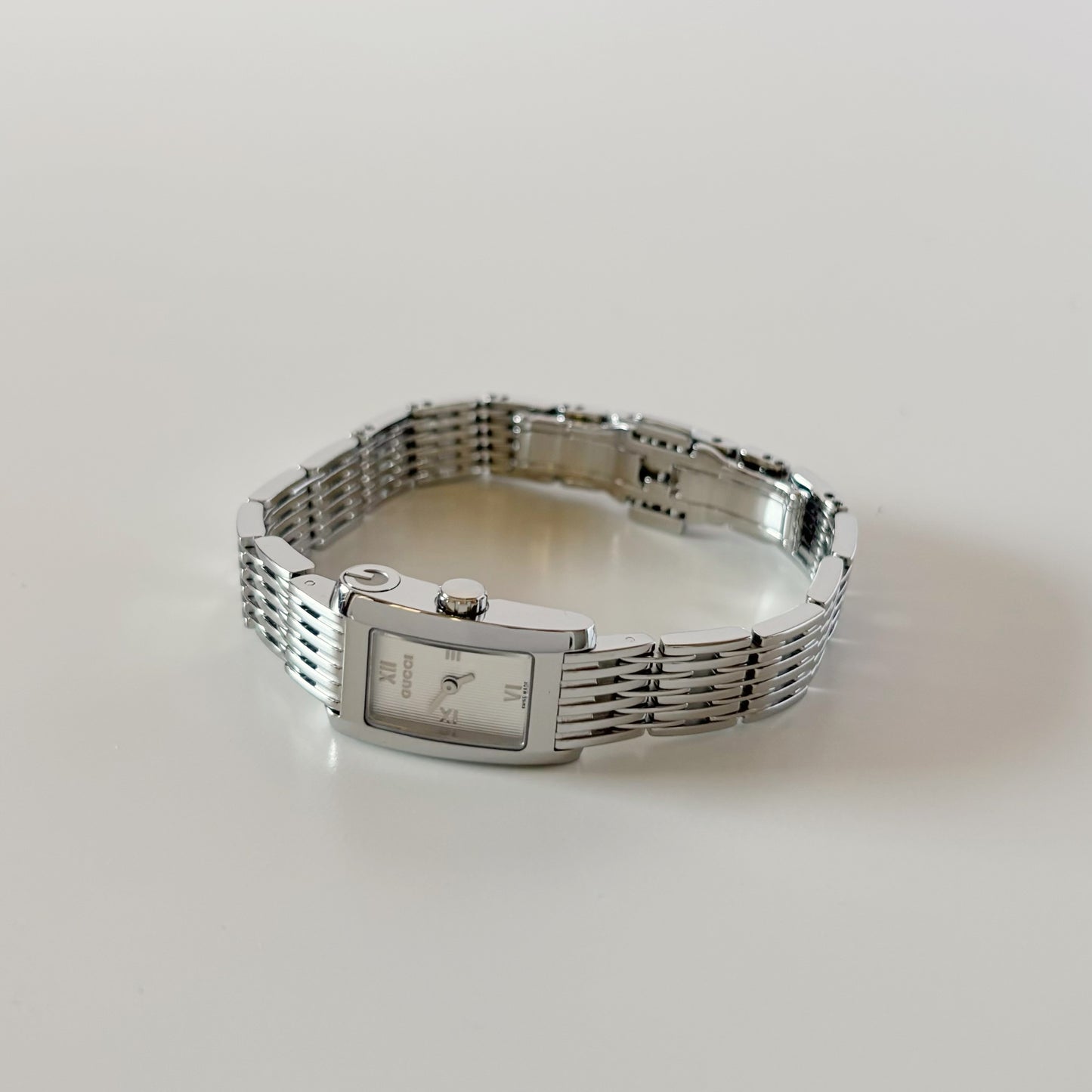 Gucci 1990s Rectangular Dial Silver Watch