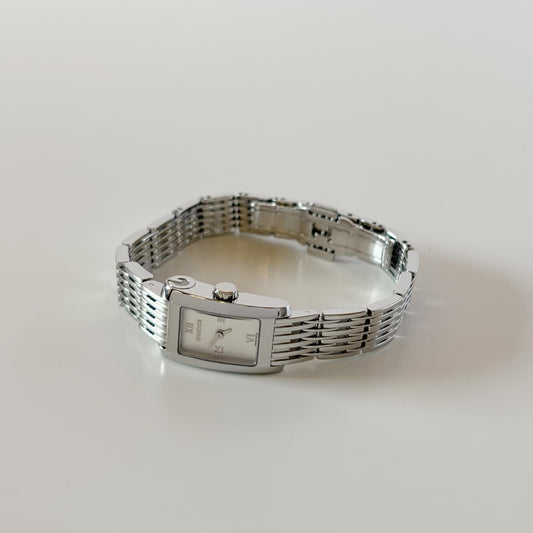 Gucci 1990s Rectangular Dial Silver Watch