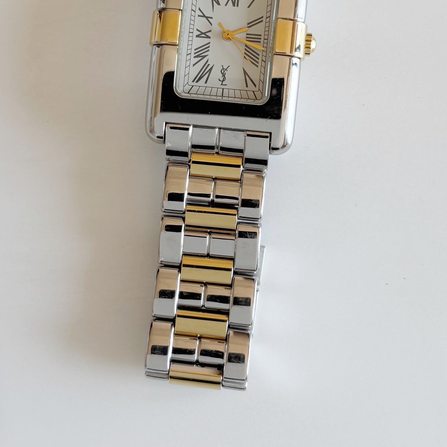 Yves Saint Laurent 1990s Two Tone Tank Watch (Large)