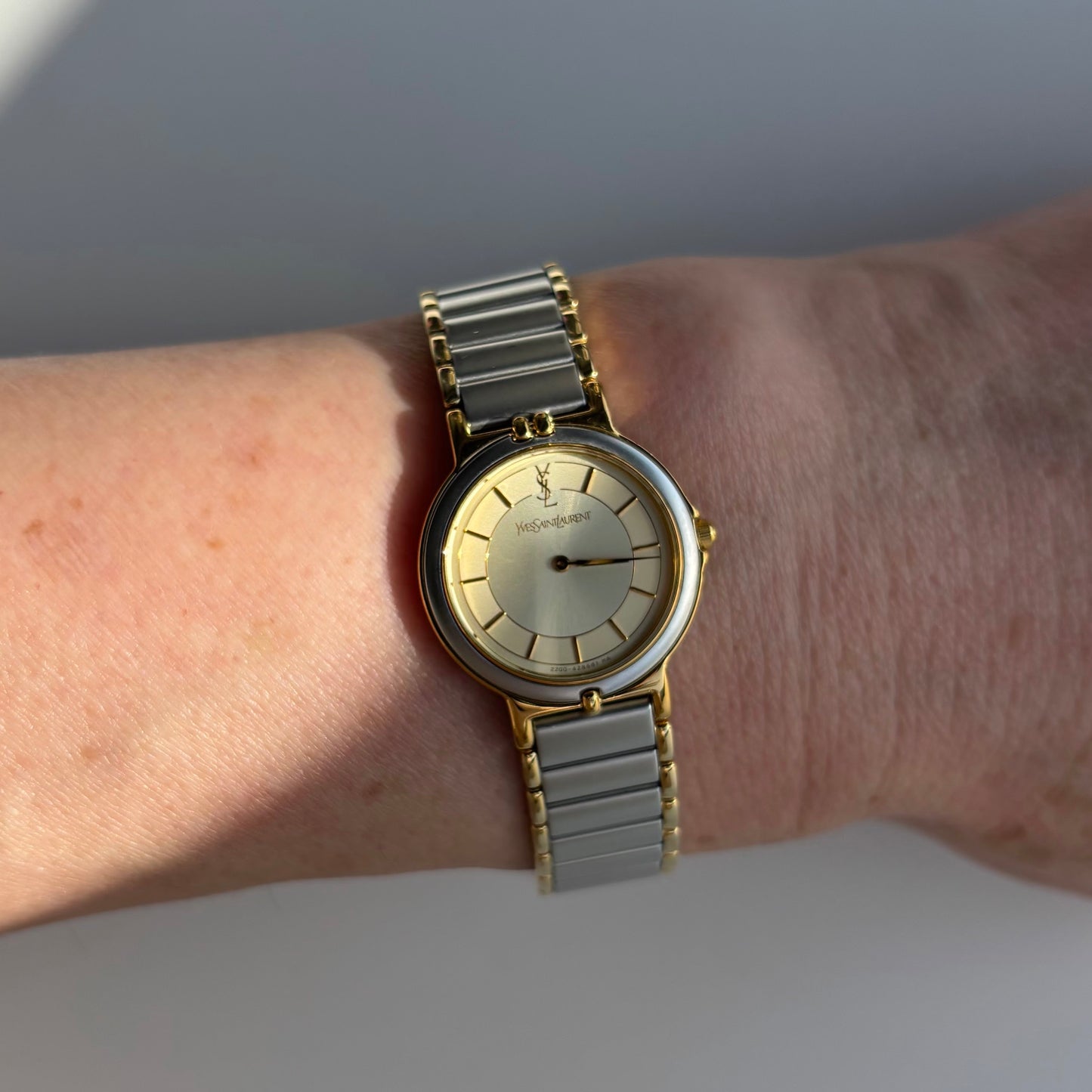 Yves Saint Laurent 1990s Round Dial Two Tone Watch