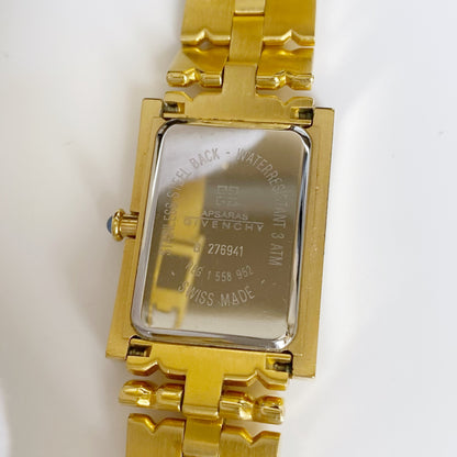 Givenchy 1990s Rectangular Gold Plated Watch